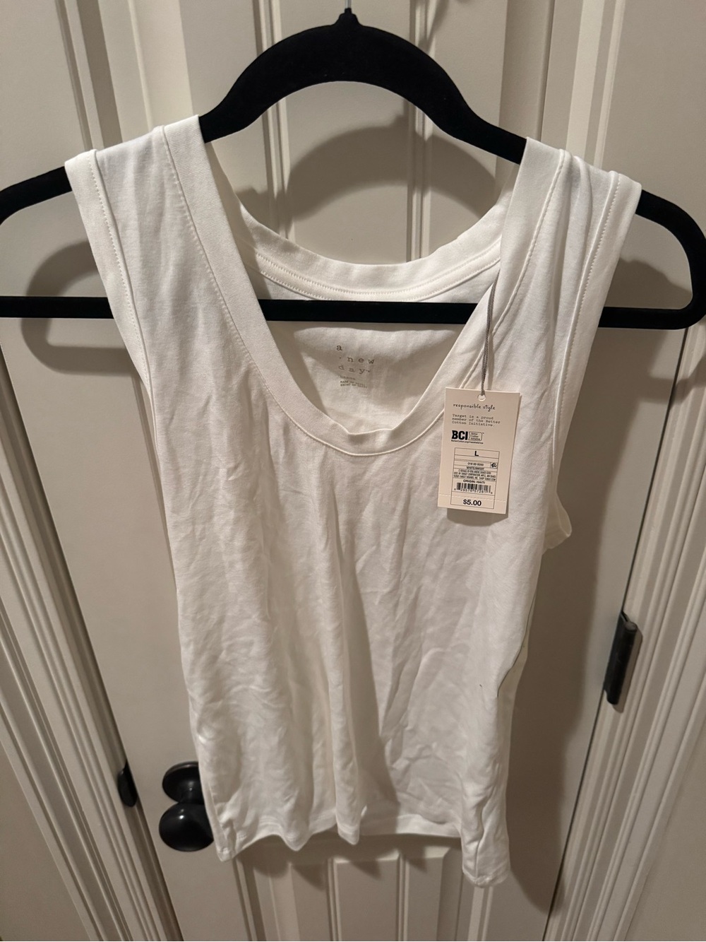 a new day White Ribbed Tank Top